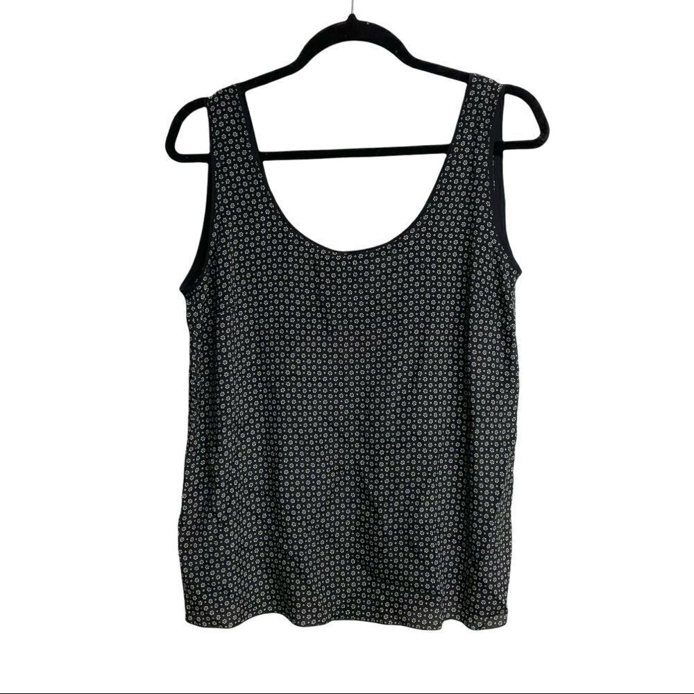 Massimo Dutti Black White Printed Silk Sleeveless Blouse Tank Top Size 10